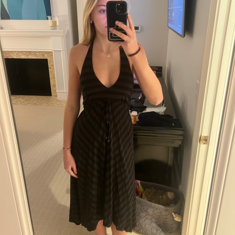 Ella Moss Black Striped Backless Dress